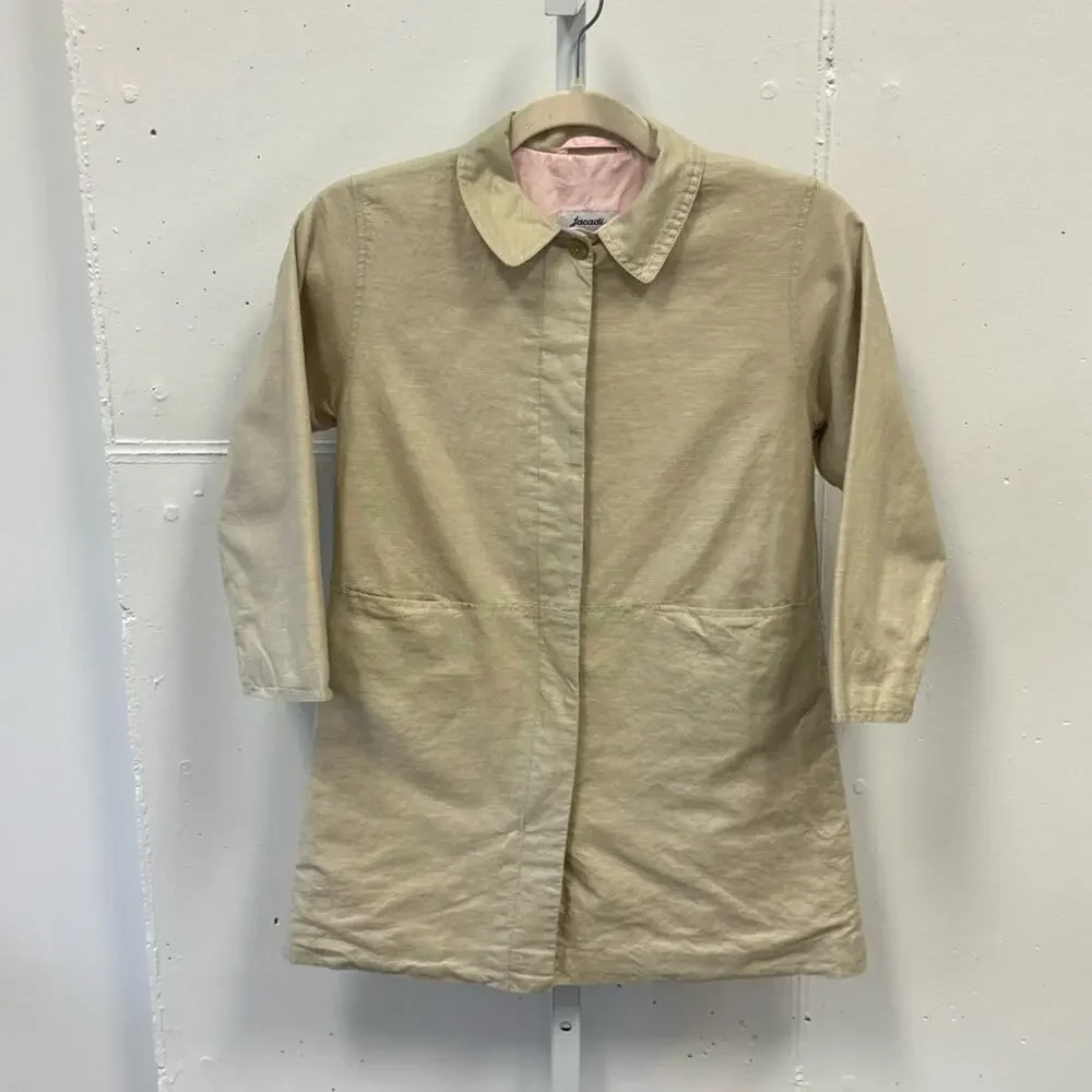 Jacadi Linen‎ Cotton Blend Minimalist Spring Summer Trench Coat Beige Neutral 8Y